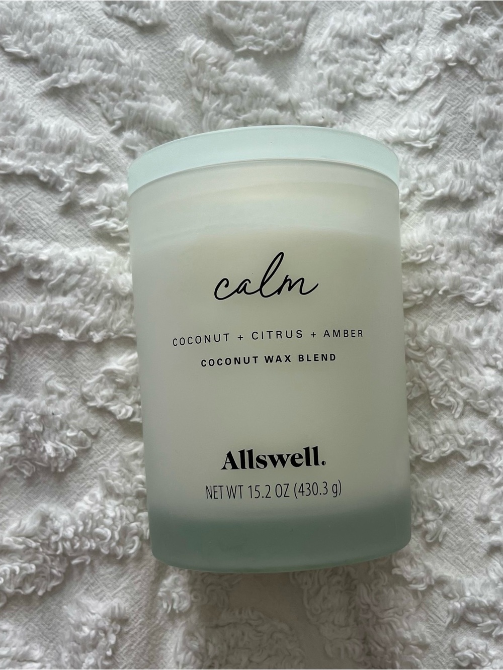 Swell Calm Coconut + Citrus + Amber Scented Candle — Seafoam Green Jar